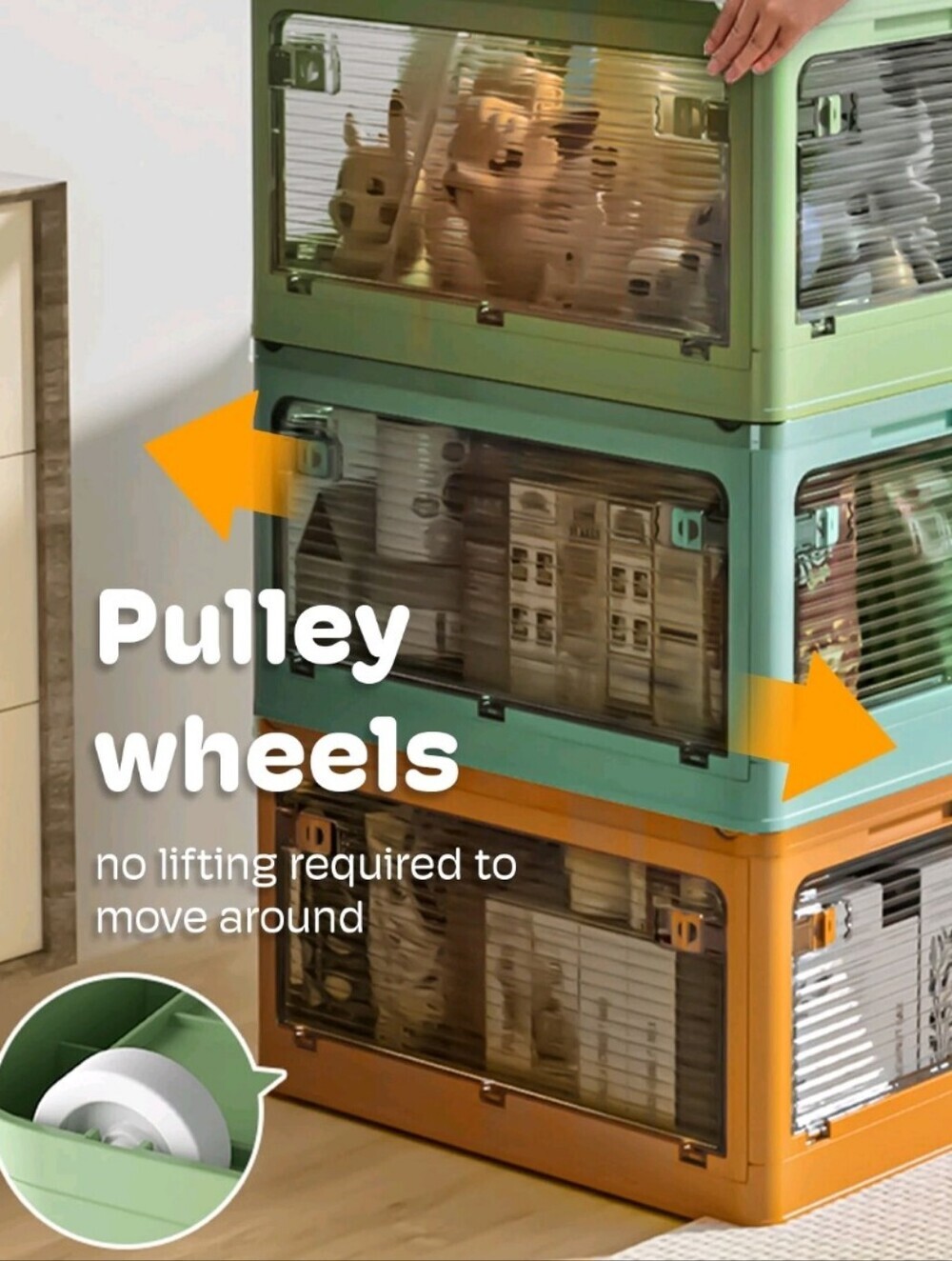 XL Collapsible Storage Bin with Wheels(60x42x34cm) Buyer's Choice ๐ก Or ๐ข Or ๐ต - Picture 10 of 14